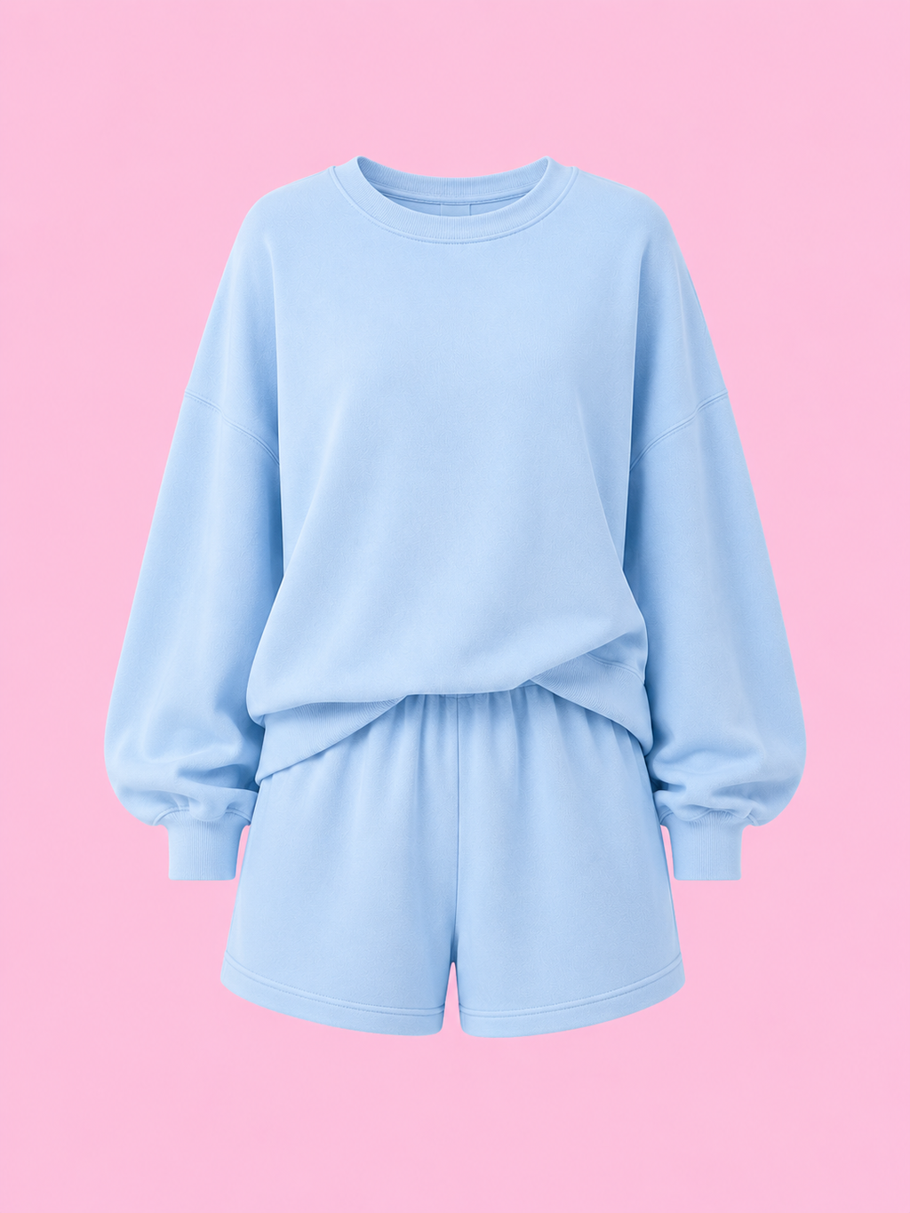 relaxed fit round neck sweatshirt and shorts set
