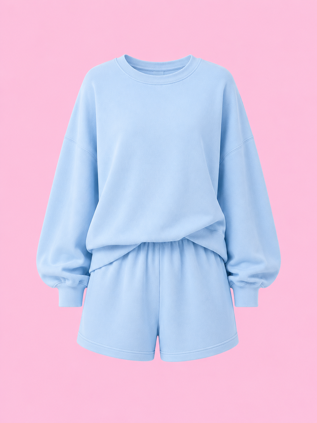 relaxed fit round neck sweatshirt and shorts set