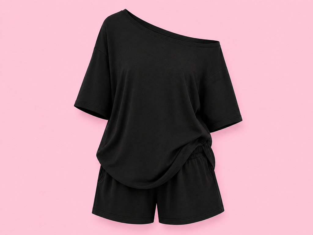 off the shoulder two piece lounge set