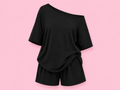 off the shoulder two piece lounge set