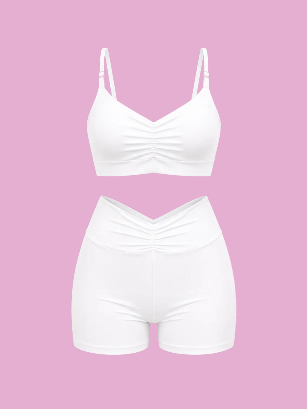 ruched sports bra and high-waisted shorts active set