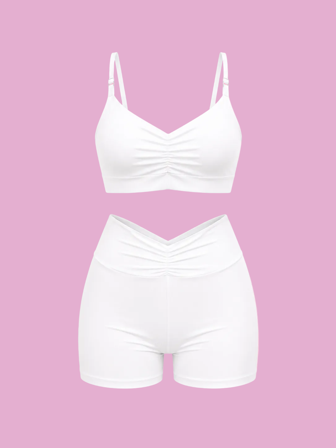 ruched sports bra and high-waisted shorts active set