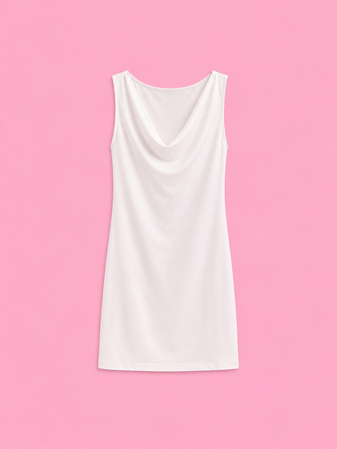 casual sleeveless cowl neck mini dress