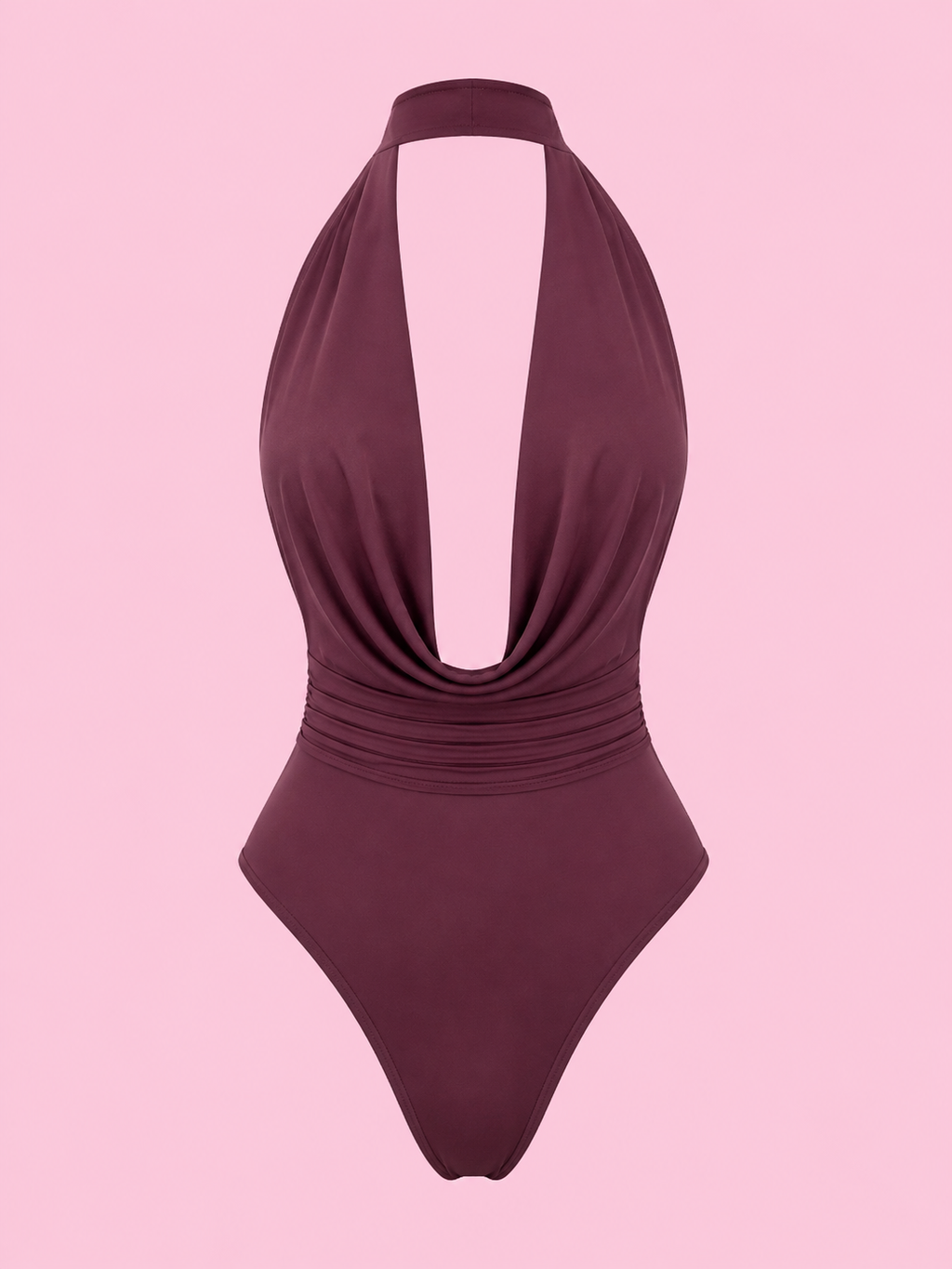 deep V-neck halter bodysuit