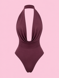 deep V-neck halter bodysuit
