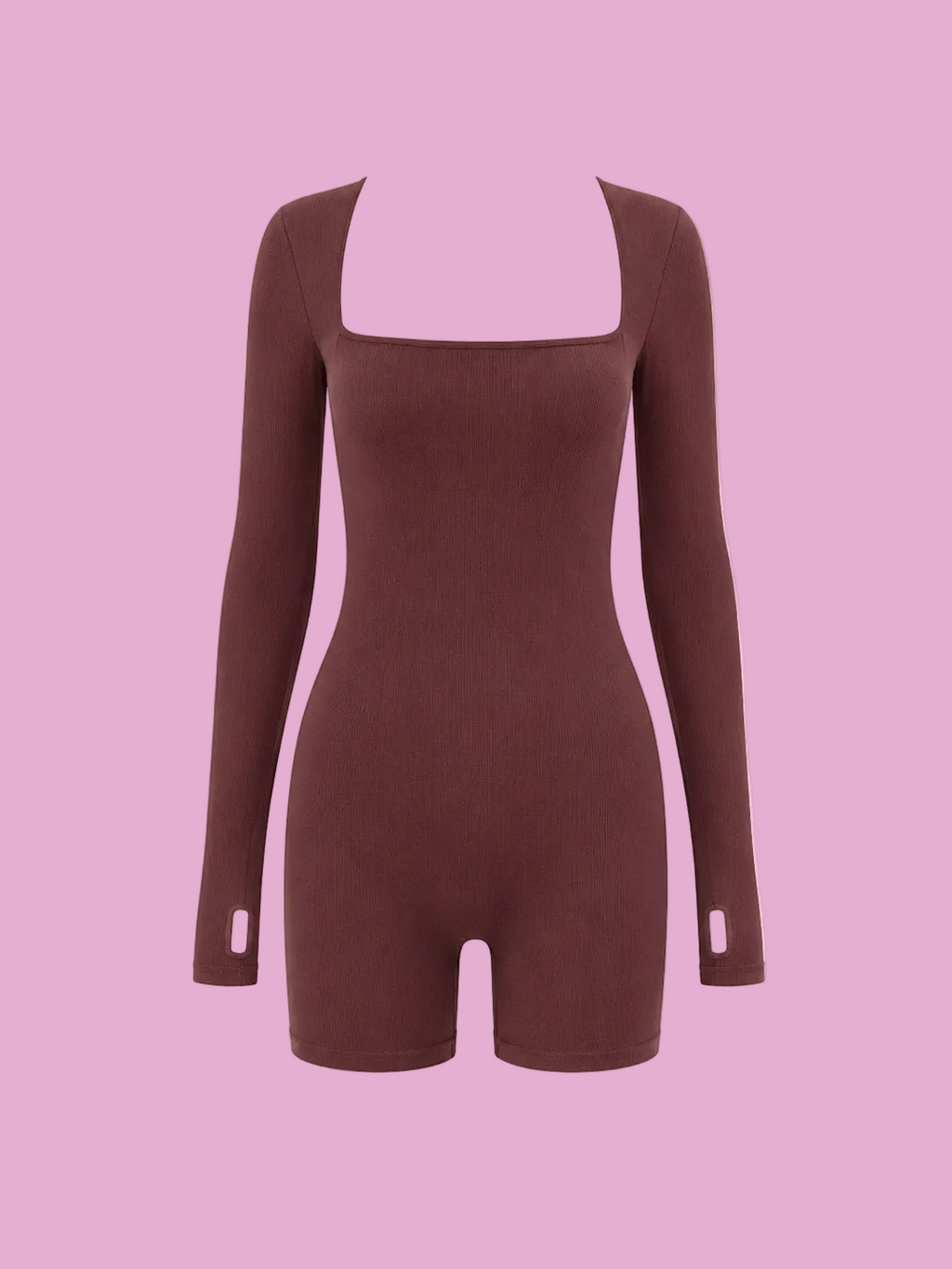 square neck long sleeve active romper