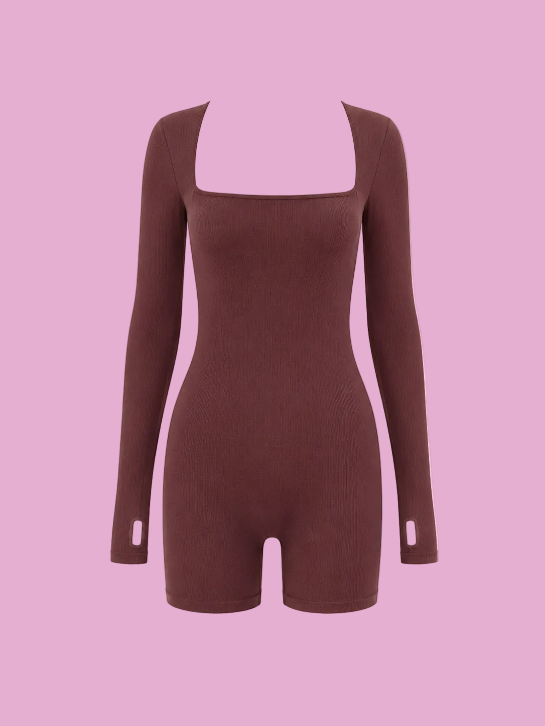 square neck long sleeve active romper