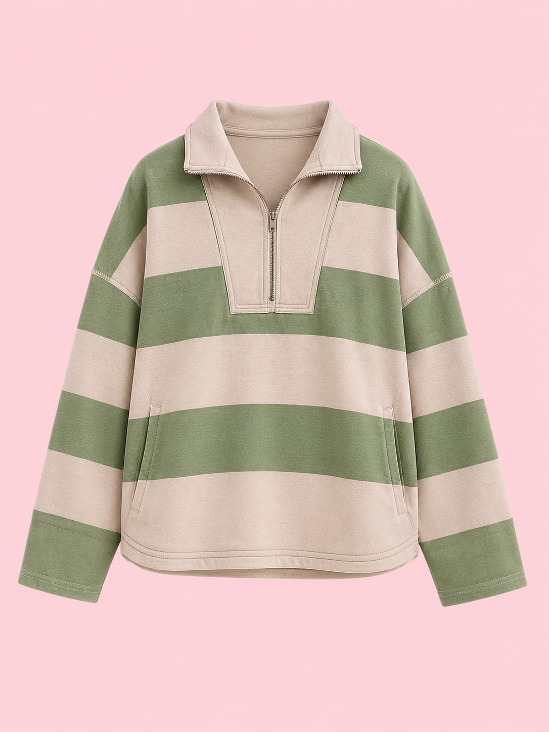 striped collar quarter zip