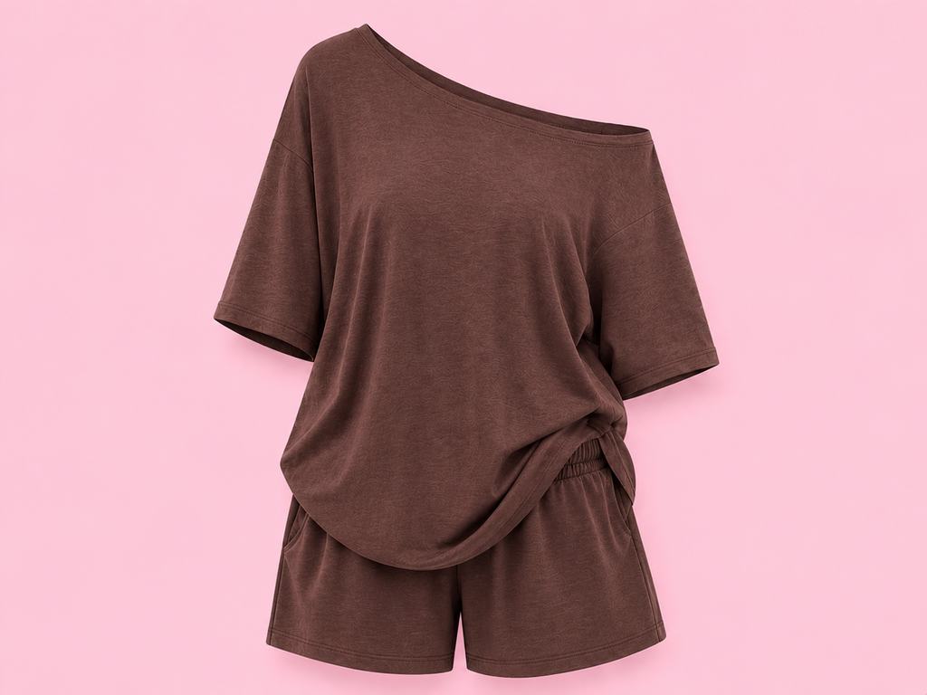 off the shoulder two piece lounge set