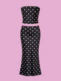 polka dot tube top and maxi skirt set