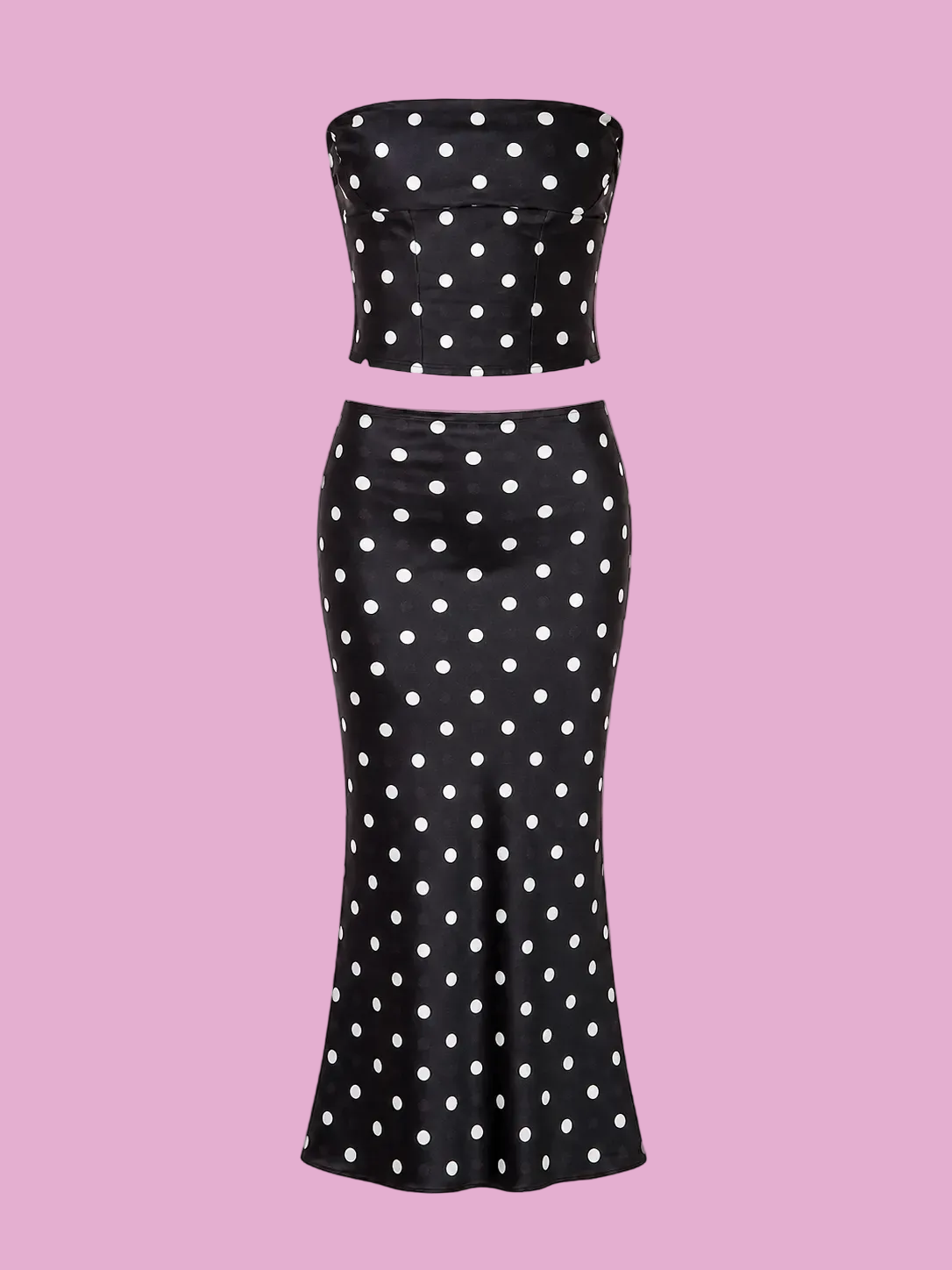 polka dot tube top and maxi skirt set