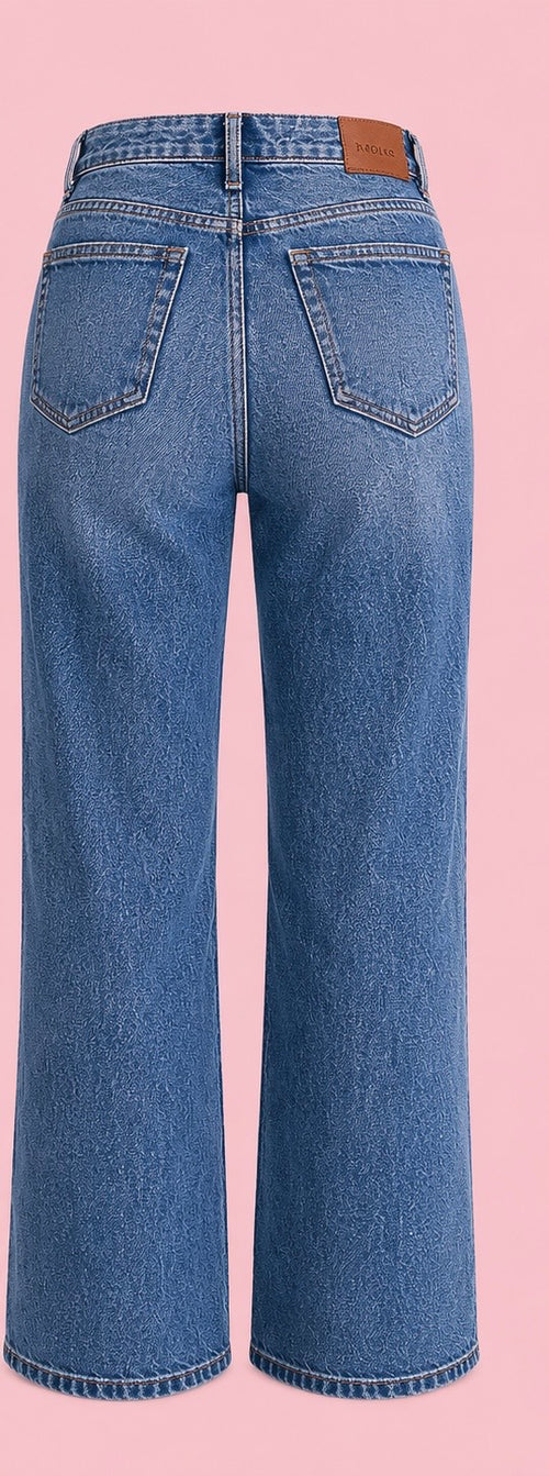denim blue mid rise 90s straight jeans