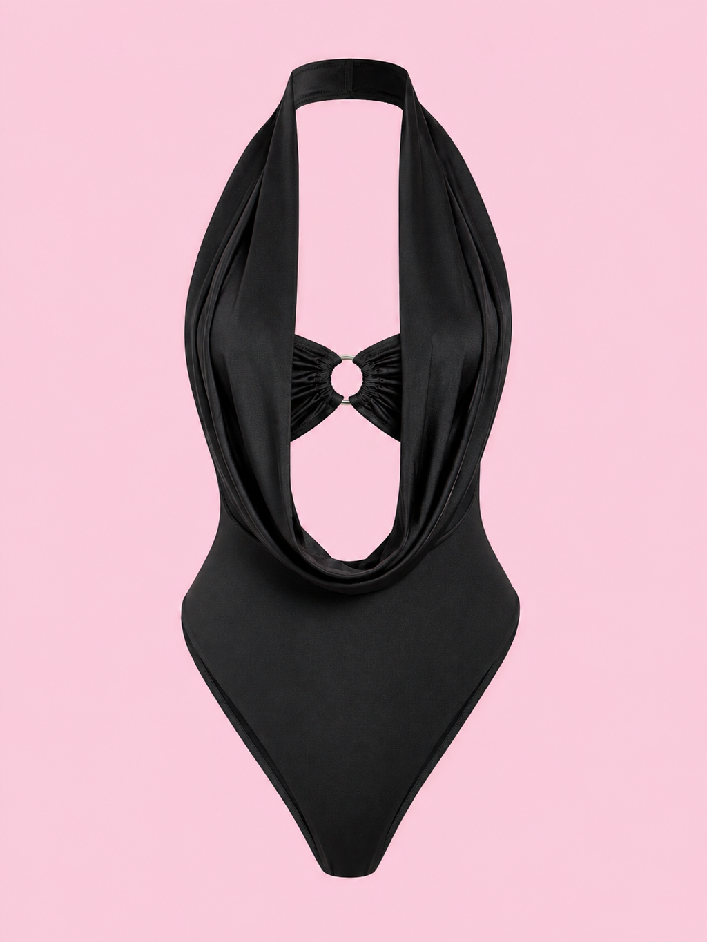 halter neck ruched ring detail bodysuit
