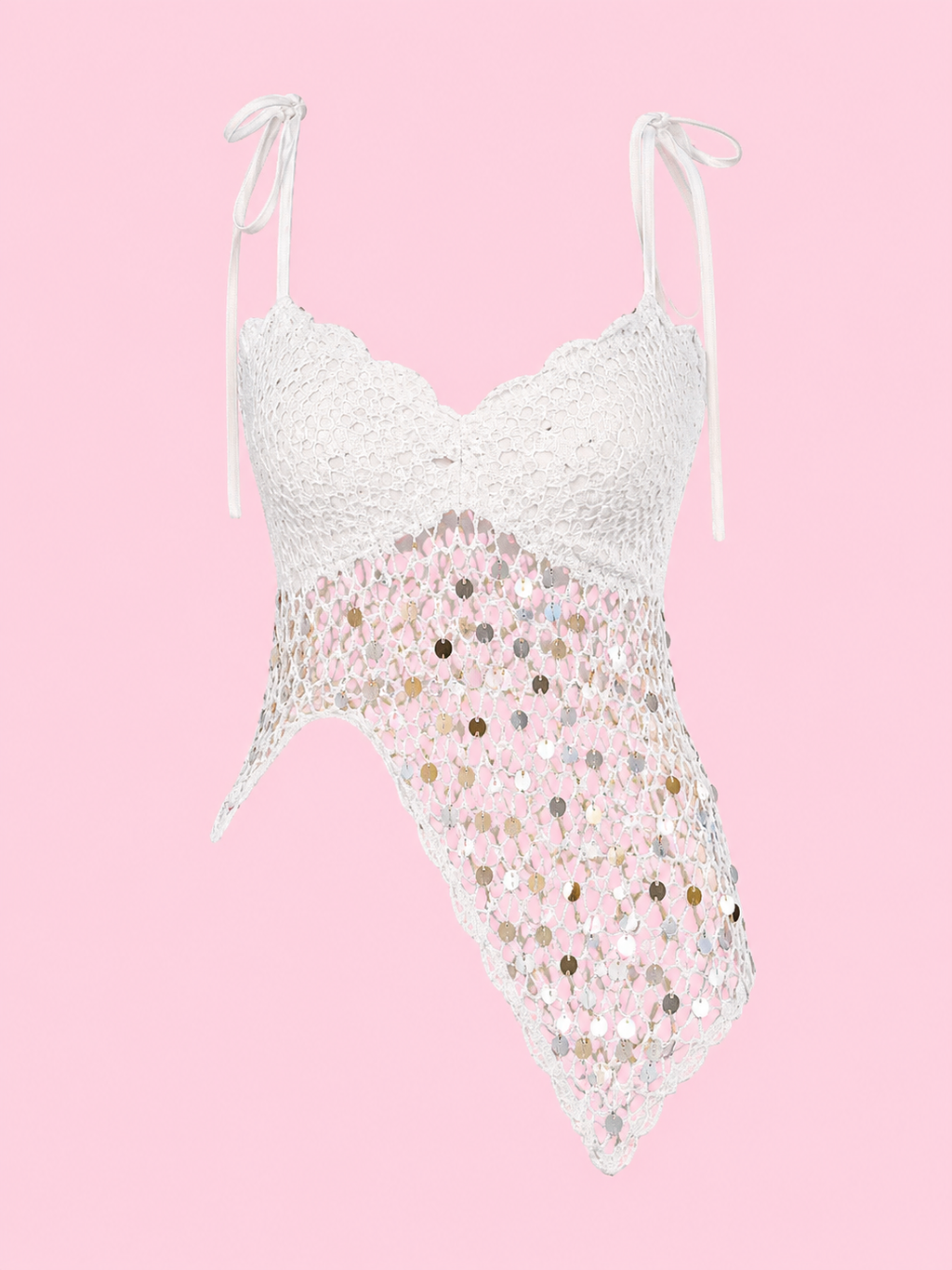sequin crochet knit cami