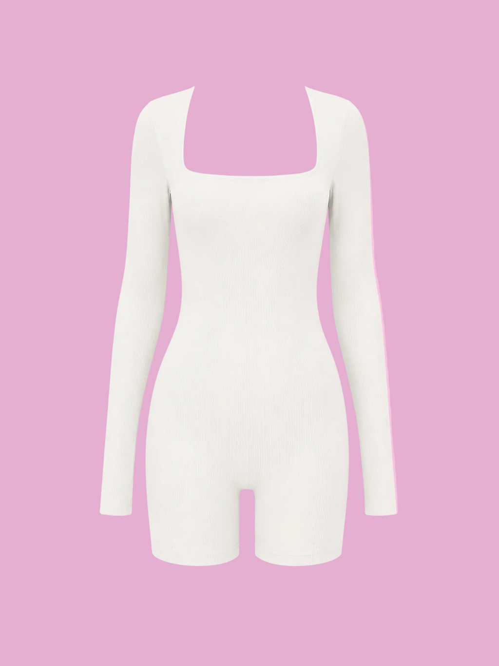 square neck long sleeve active romper
