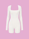 square neck long sleeve active romper
