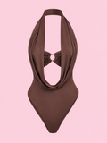 halter neck ruched ring detail bodysuit