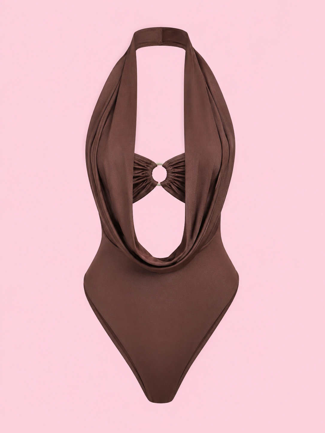 halter neck ruched ring detail bodysuit