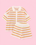 openwork button up top and shorts set