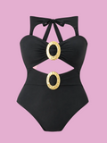 cutout sweetheart neck one-piece swimwear