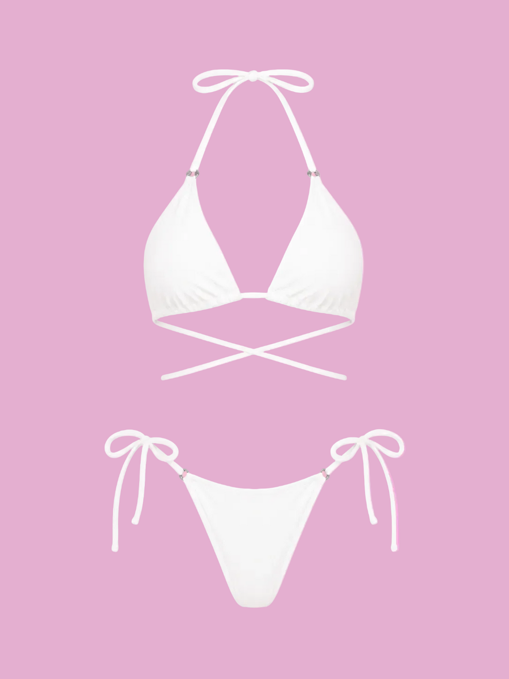 textured halter neck tie side bikini set