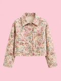 floral print cotton button down barn jacket