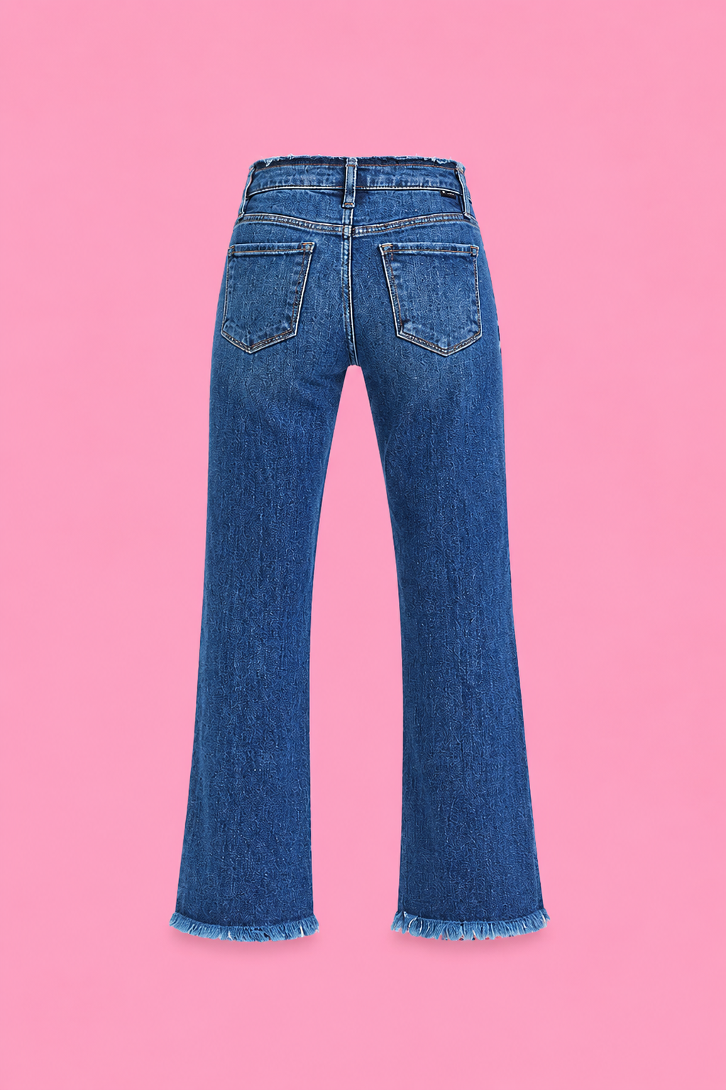 risen mid rise bootcut frayed waistband jeans
