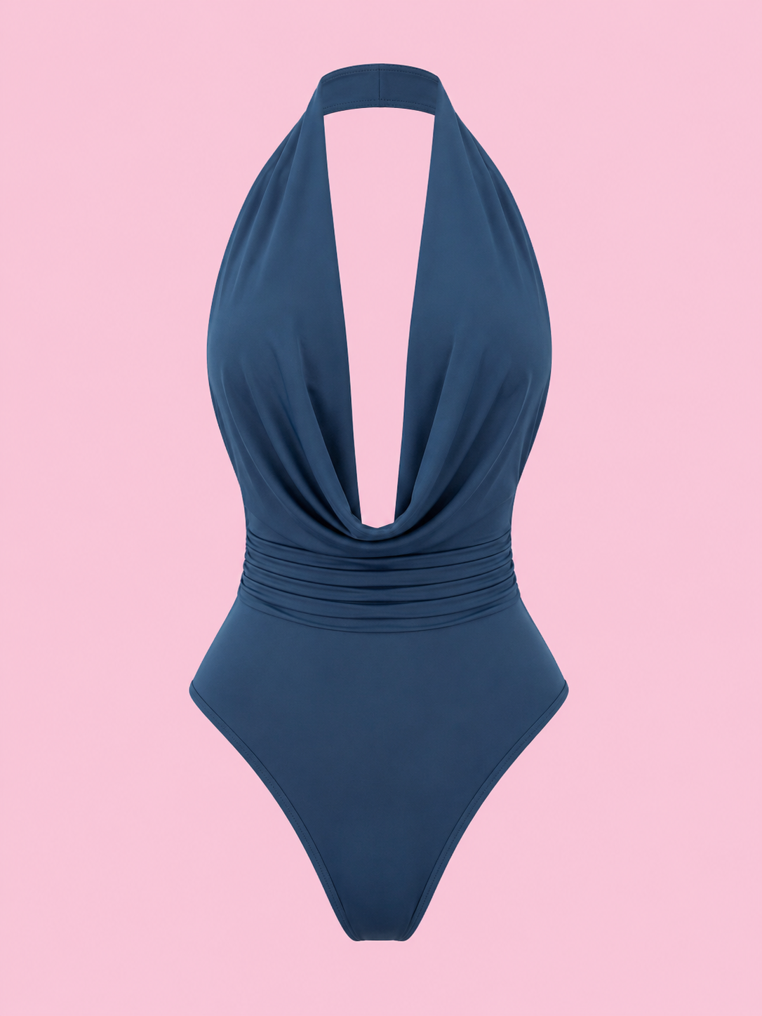 deep V-neck halter bodysuit
