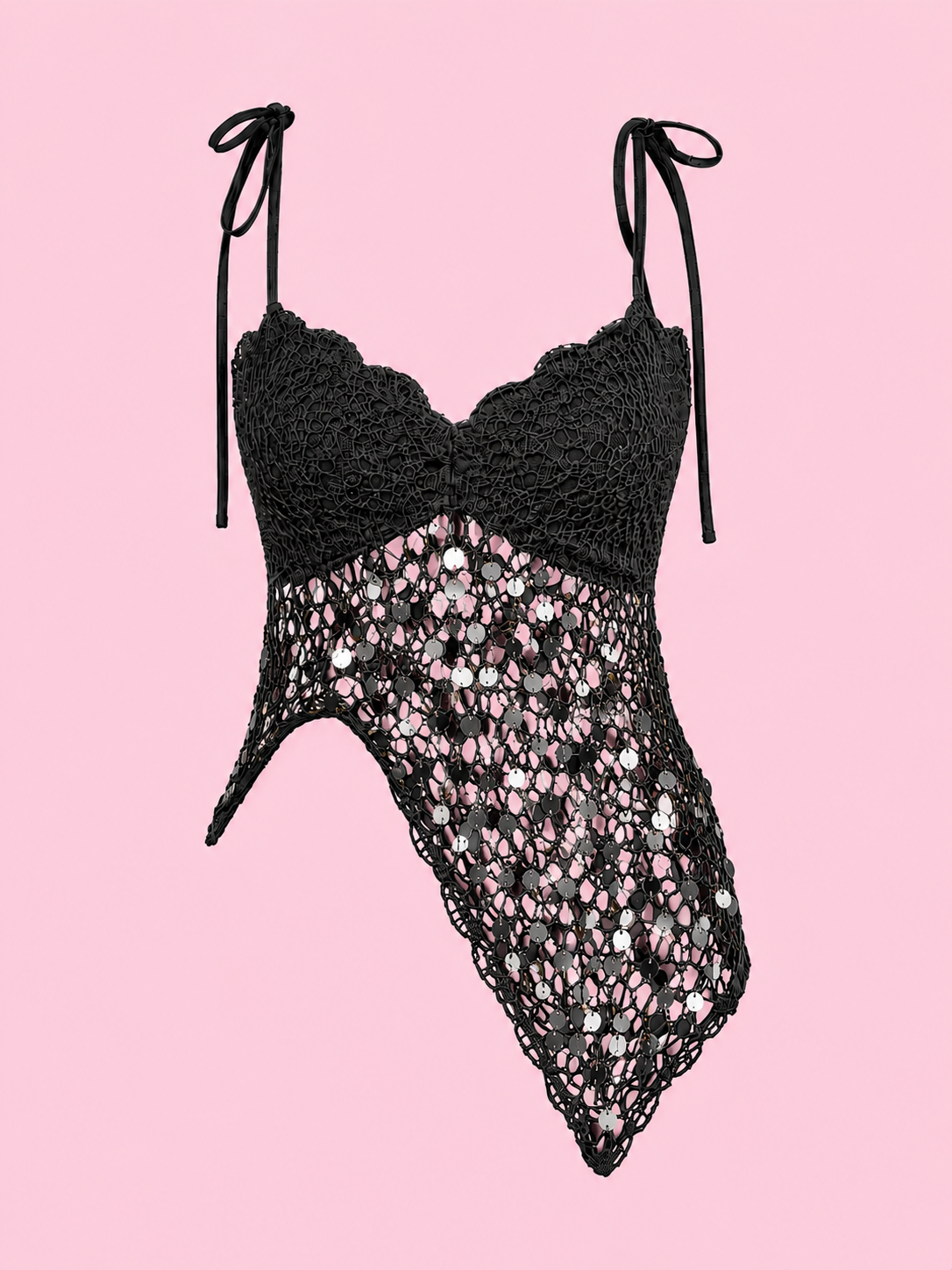 sequin crochet knit cami