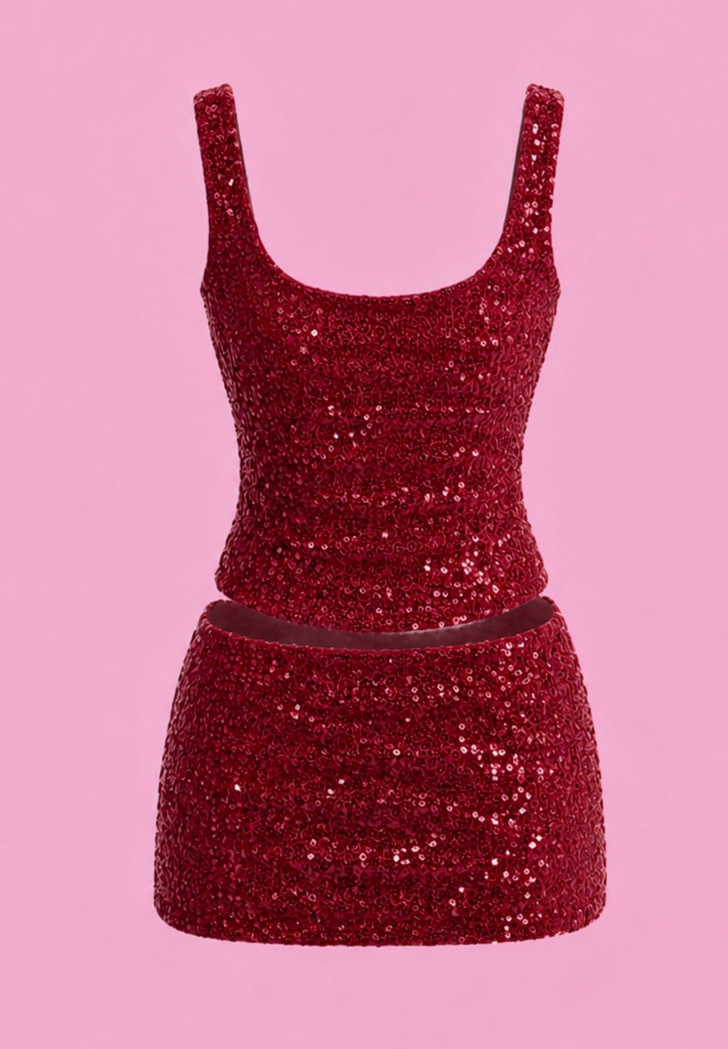 sparkly two piece tank top and skirt
