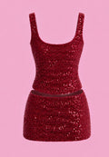 sparkly two piece tank top and skirt