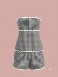 two piece plaid set