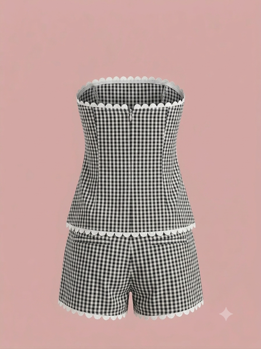 two piece plaid set